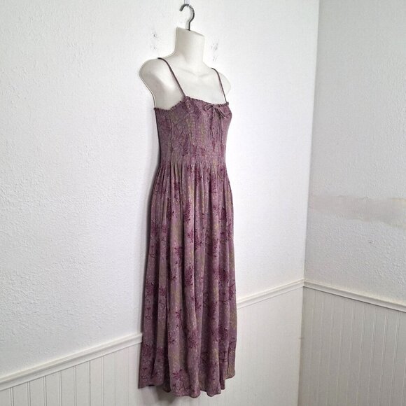 Urban Outfitters Floral Midi Dress Sz XS Smocked Full Skirt Boho Cottagecore - Picture 3 of 16